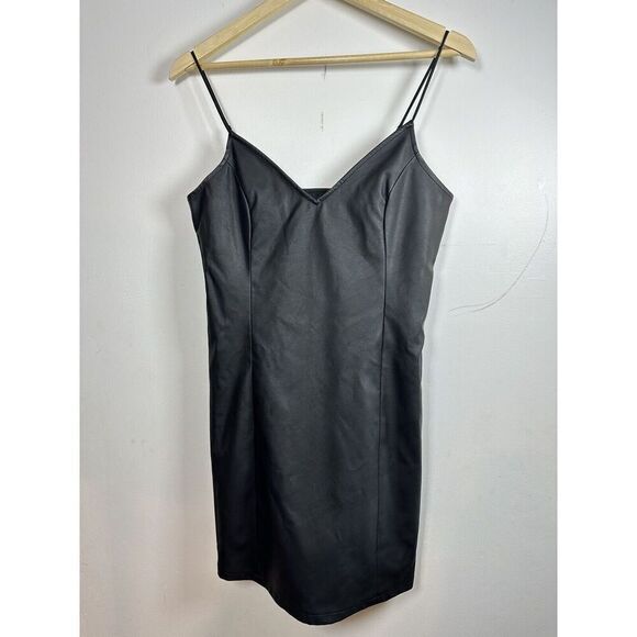 Abercrombie & Fitch NEW‎ Women's Vegan Leather Dress Size M Black NWT - Picture 1 of 12
